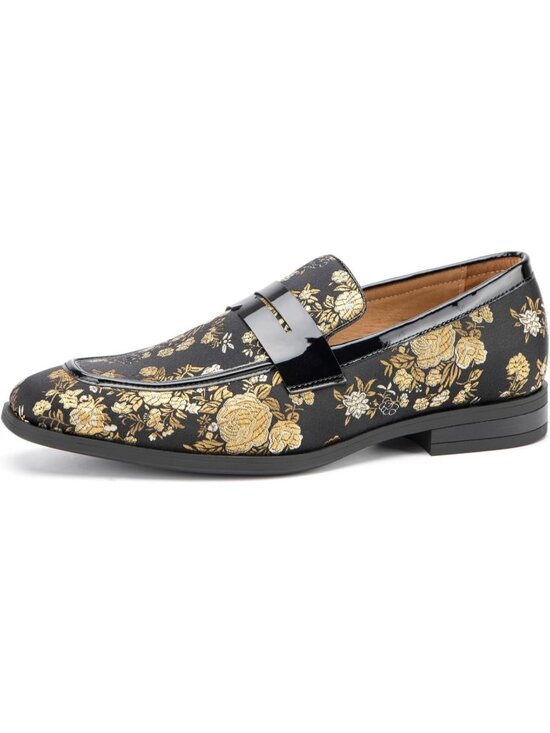 Men\'s Gold41 Rubber Velvet Loafers Low Heels Round Toe Tuxedo Wedding Shoes